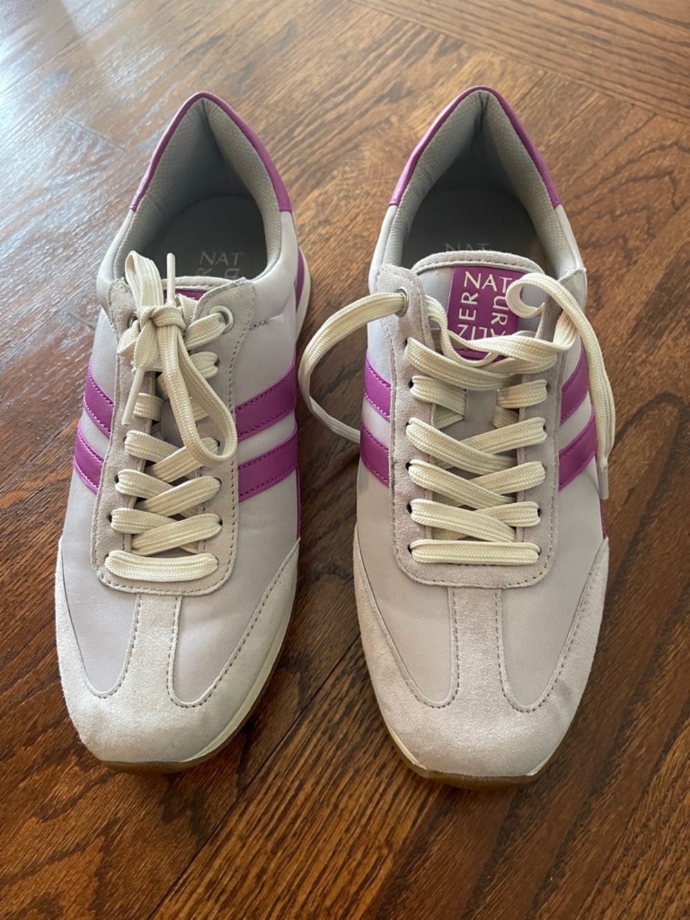 Naturalizer Beige and Pink Retro Runner Sneakers